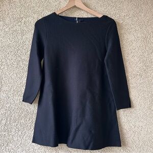 COS Boat Neck Pullover Wool Sweater Black/ navy blue
